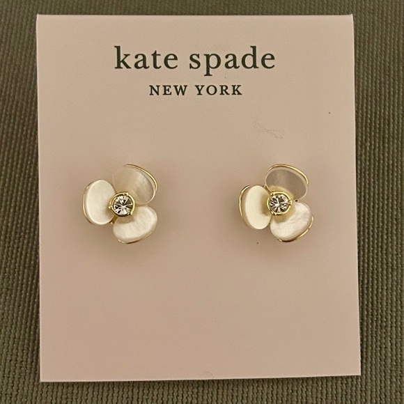 kate spade Jewelry - Kate Spade Disco Pansy Cream Gold Earrings New